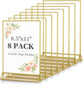 Dynta Acrylic Sign Holder 8.5x11 8pck Clear Table Display Stands Double Sided