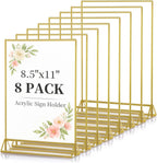 Dynta Acrylic Sign Holder 8.5x11 8pck Clear Table Display Stands Double Sided