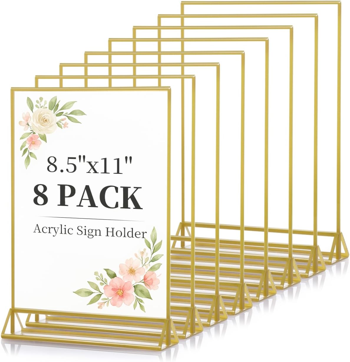 Dynta Acrylic Sign Holder 8.5x11 8pck Clear Table Display Stands Double Sided