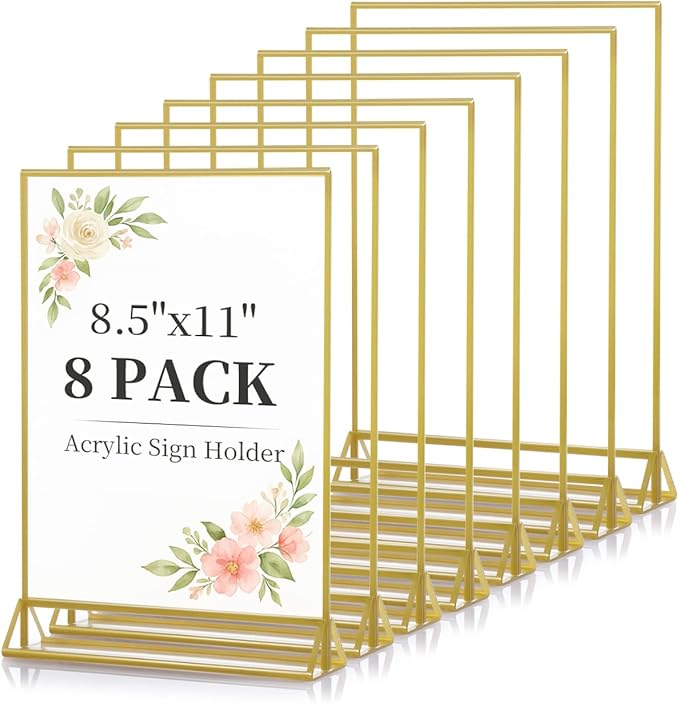 Dynta Acrylic Sign Holder 8.5x11 8pck Clear Table Display Stands Double Sided by Dynta