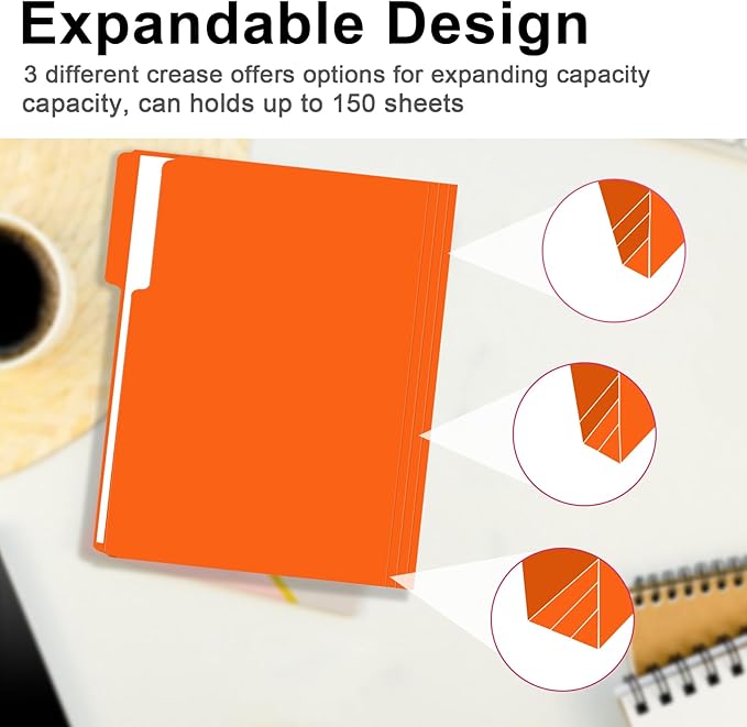 File Folder, RAZCC 150 Pack 1/3 Cut Tab File Folders Letter Size, Folders - Image 5