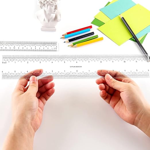 2 Pieces 6"/12" Clear Acrylic Ruler Zero-Centering Ruler - Image 5
