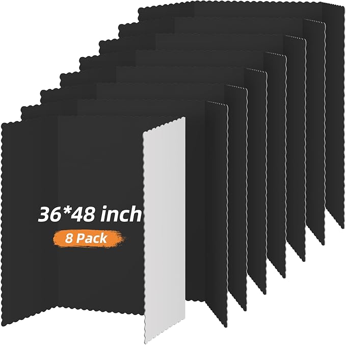 Henoyso 8 Pcs 36 x 48 Inch Black Trifold Poster Board Large Tri Fold by Henoyso