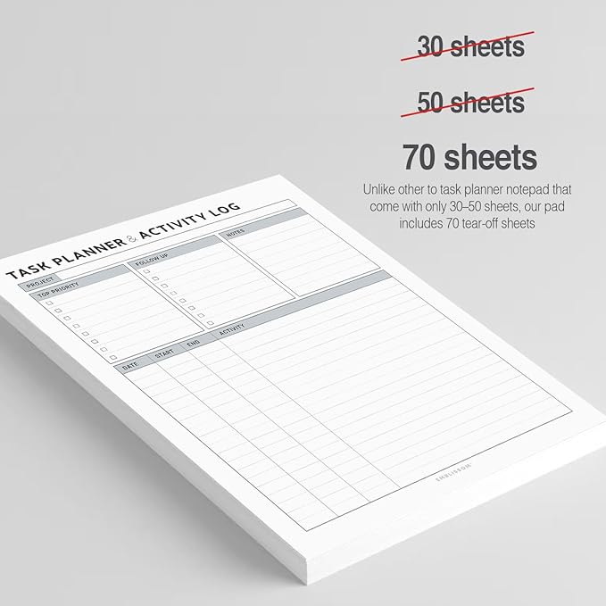 Task Planner & Tracker 8.5 x 11 Tear-Off 70 Sheet Planner Pad – Project - Image 3