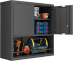 greatmeet locking metal garage wall cabinet with doors, side view