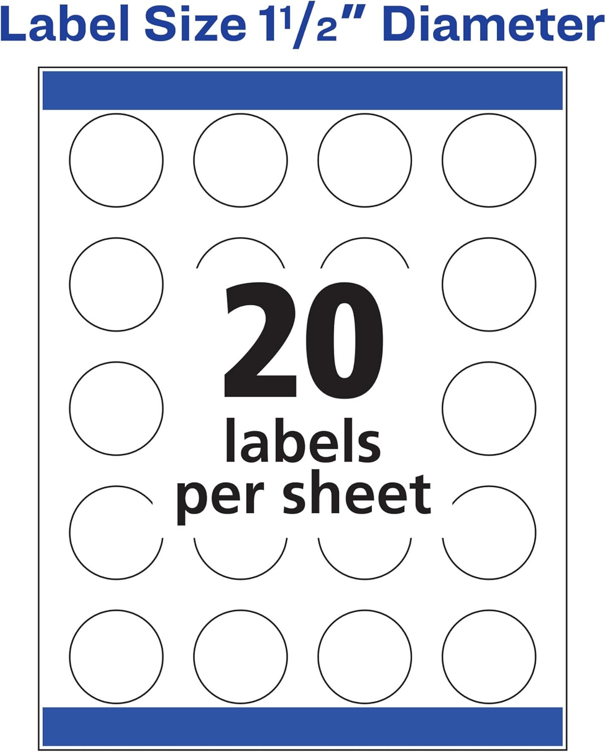 Avery Matte White Round Labels, Sure Feed Technology, Permanent Adhesive, 1-1/2", 400 Labels (8293)