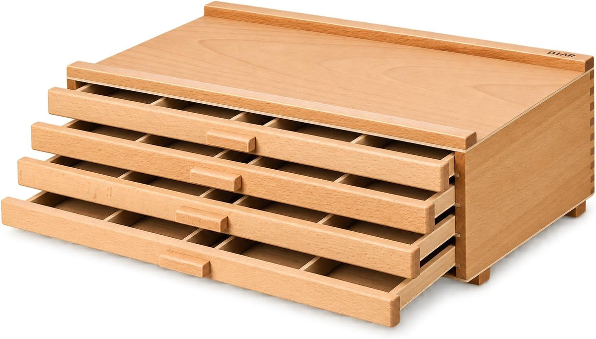 djar 4-drawer beech wood art supply storage box, main product view