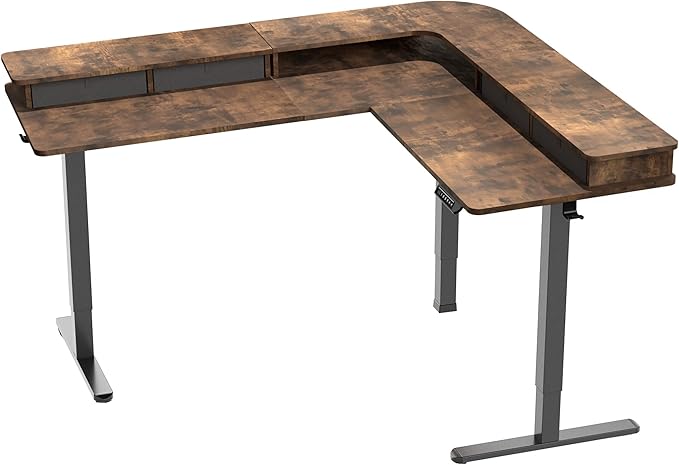 VIVO Electric 2-Tier Corner L-Shaped 63 x 55 inch Standing Desk, Height - Image 9