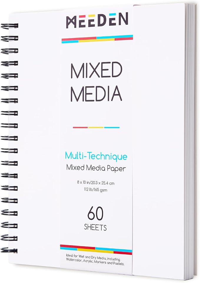 MEEDEN Mixed Media Paper Pad: 8" x 10" 112lb/165gsm Spiral Bound Mixed Media by MEEDEN