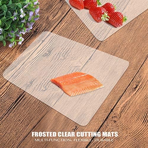 Fotouzy Plastic Cutting Board Set of 7, Frosted Clear Flexible Cutting Mats - Image 4