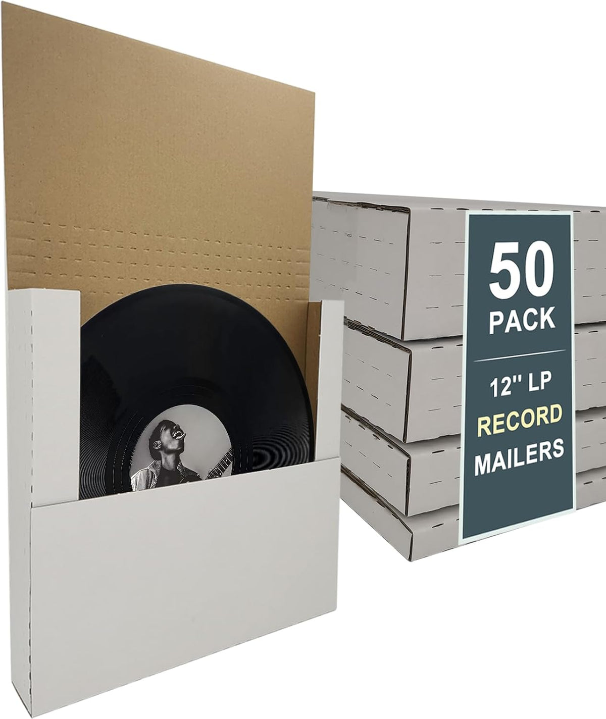 12.5×12.5×2" vinyl record mailers, height-adjustable for lps, main product view