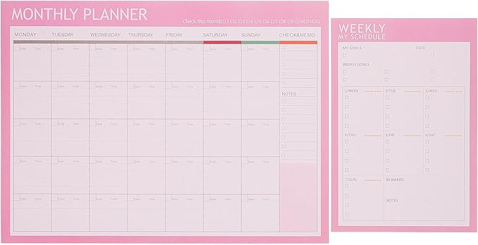 Didiseaon 2pcs Weekly and Monthly Schedule Notepad Undated Planner by Didiseaon