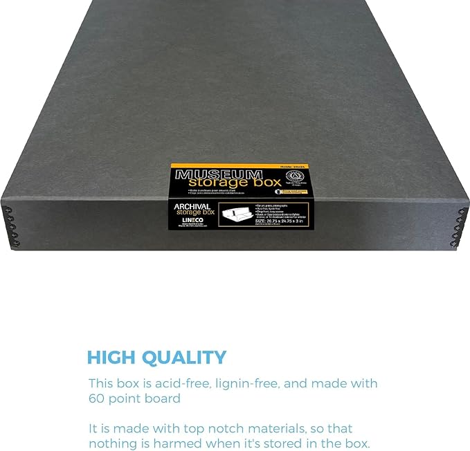 Lineco Museum Archival Storage Box, 20.75x24.75x3 in. Drop Front Design. - Image 4