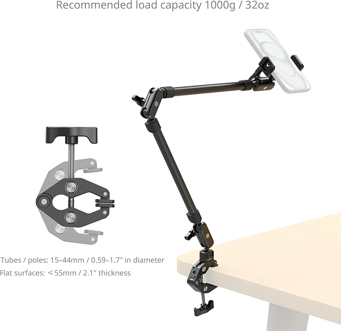 SmallRig 22.4" Magic Arm with Super Clamp, Overhead Phone Mount, Flexible Desk - Image 6