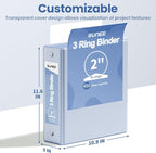 SUNEE 3 Ring Binder 2 Inch 1 Pack, Haze Blue - Image 7
