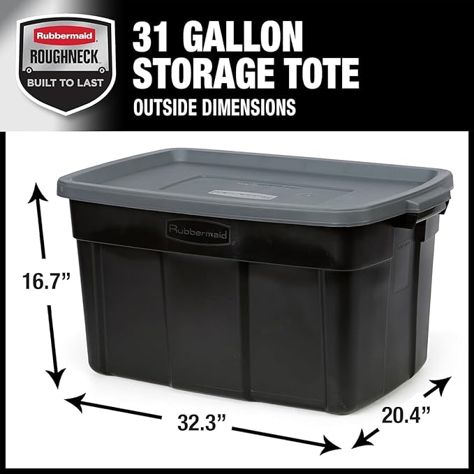Rubbermaid Garage Storage Bins Black Plastic Stackable Storage - Image 3