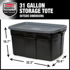 Rubbermaid Garage Storage Bins Black Plastic Stackable Storage - Image 3