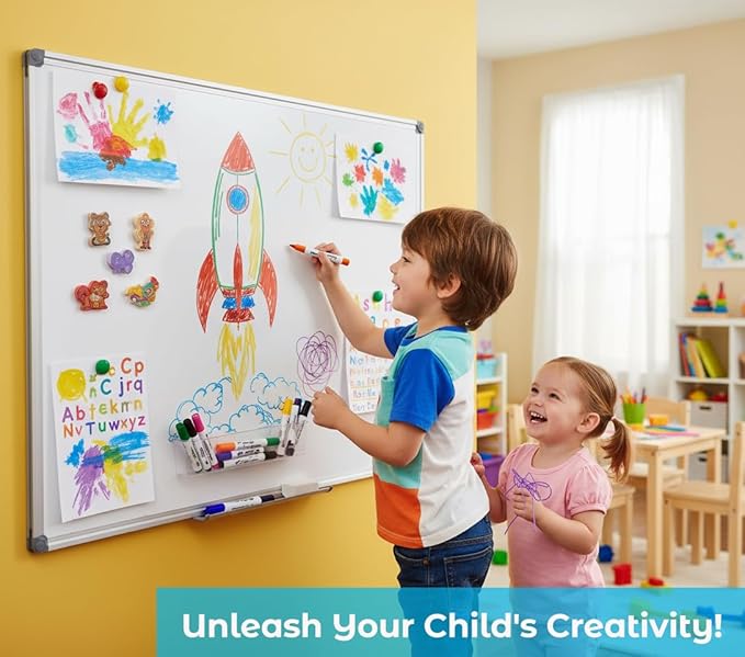 Magnetic Dry Erase Board with Pen Tray, 48 x 24 Inch, Aluminum Frame Portable - Image 7
