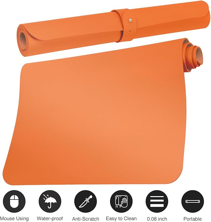 Boutilon Leather Desk Pad Protector, Non-Slip Mouse Pad, Laptop Desk Pad - Image 3