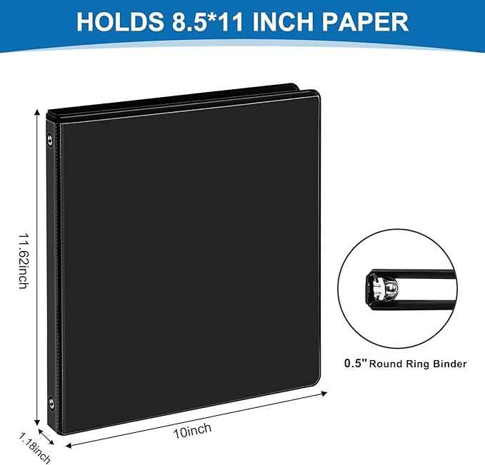 0.5-inch 3-Ring Binder, 1/2 Inch Round Ring Binder - Image 2