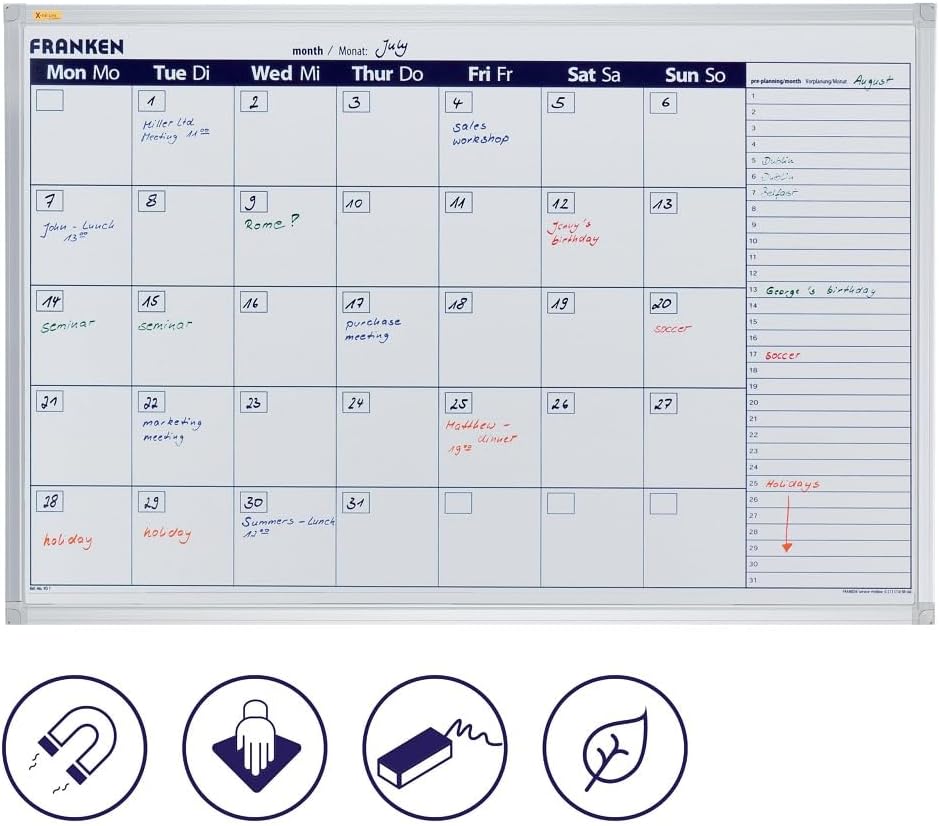 Franken Month Planner Magnetic Grid 96x98mm W900xH600mm Ref VO-7