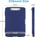 Rimilak Clipboard with Storage, 8.5 x 11'' High Capacity Clip Board, Blue | Smooth Writing, Side-Opening Plastic Folder with Pen Holder, Size 14.2 x 9.6 x 1.2″ ,for Classroom, Teacher, Student