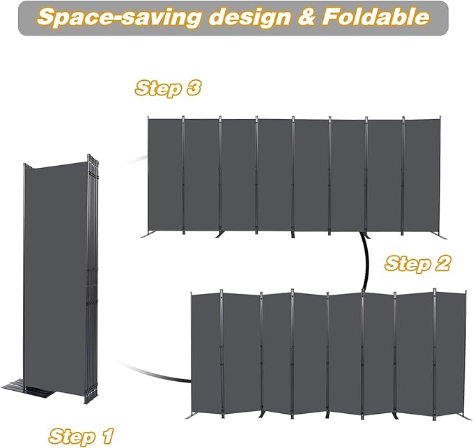 CHOSENM Room Divider, 8 Panel Folding Privacy Screens - Image 5
