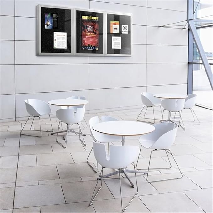 Ghent 48" x 96" 3-Door indoor Enclosed Recycled Rubber Bulletin Board, Shatter - Image 3