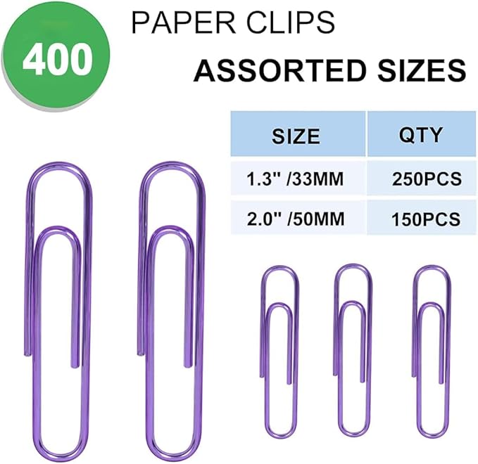Vinaco Purple Paper Clips, Rustproof Coated Paper Clips - Image 2