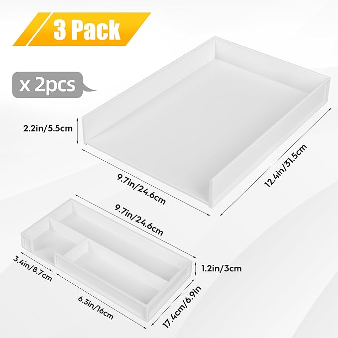 Eufrozy 3 Tier Stackable Letter Tray Paper Organizer, Cardboard Inbox, File - Image 9