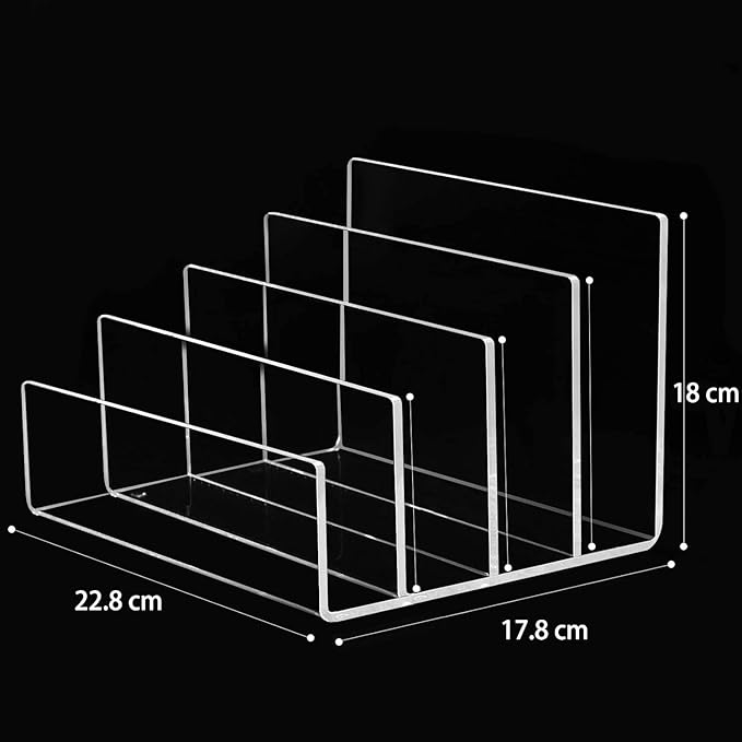 Halyuhn Acrylic File Organizer, 4Sections Clear Desk Organizer - Image 2