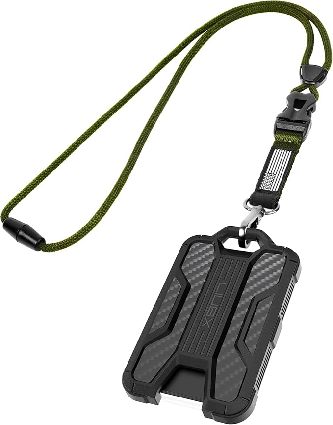 LIUGX Badge Holder with Heavy Duty Breakaway Lanyard, Carbon Fiber-Texture by LIUGX