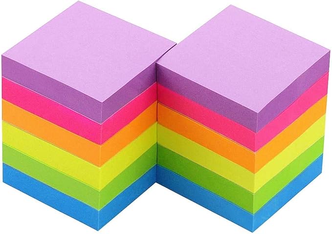 Early Buy Sticky Notes 2 x 2 Self-Stick Notes 6 Bright Color 12 Pads, 100 by EarlyBuy