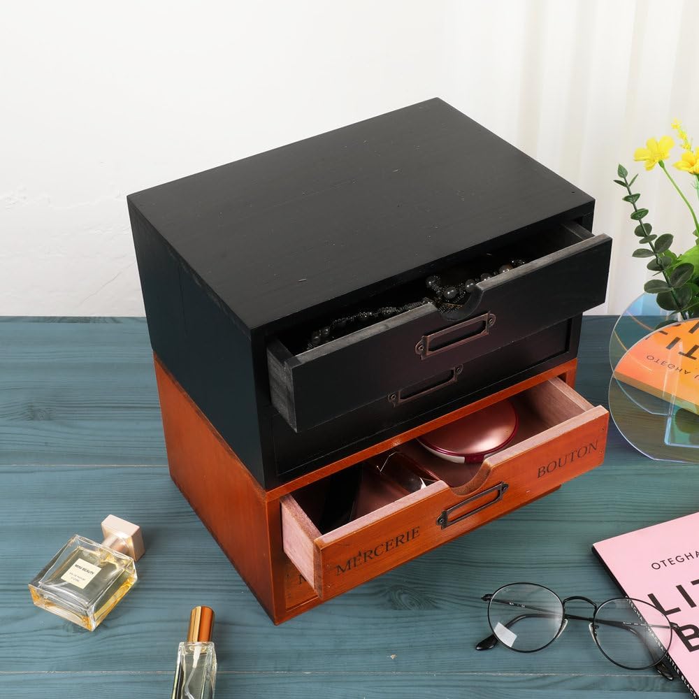 Small Wooden Drawers Wooden Box with Drawer Black
