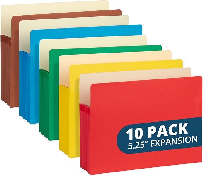 Blue Summit 10 Expanding File Pockets, Accordion File Folders Letter Size by BlueSummitSupplies