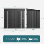 gizoon 6x4 ft outdoor shed, metal garden shed, front angle view