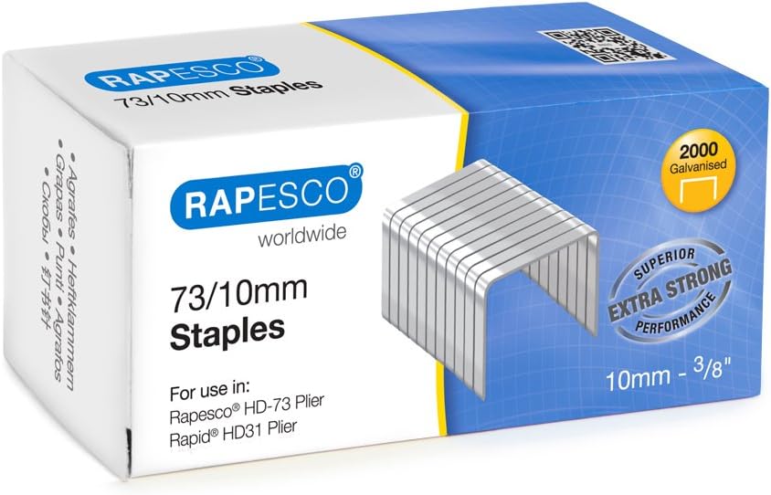 Rapesco Set Classic Heavy Duty 73 Plier Stapler and Staples 73 Type 3/8" - Pack of 2000(1305)