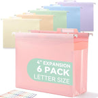 SortRax Plastic High Capacity Hanging File Folders, Pastel Colors, Heavy Duty by SortRax