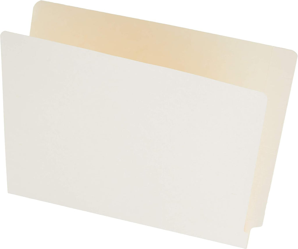 Smead Shelf-Master® End Tab File Folders, 100 Count, Manila, Reinforced Straight-Cut Tabs, Letter Size (24110) and Smead Self-Adhesive Fastener, 2" Capacity, Brown, 100 per Box (68220)