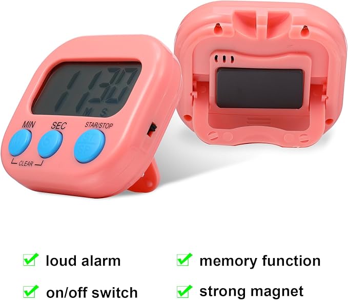 Weewooday 12 Pcs Digital Kitchen Magnetic Timer Bulk Classroom Count up - Image 3