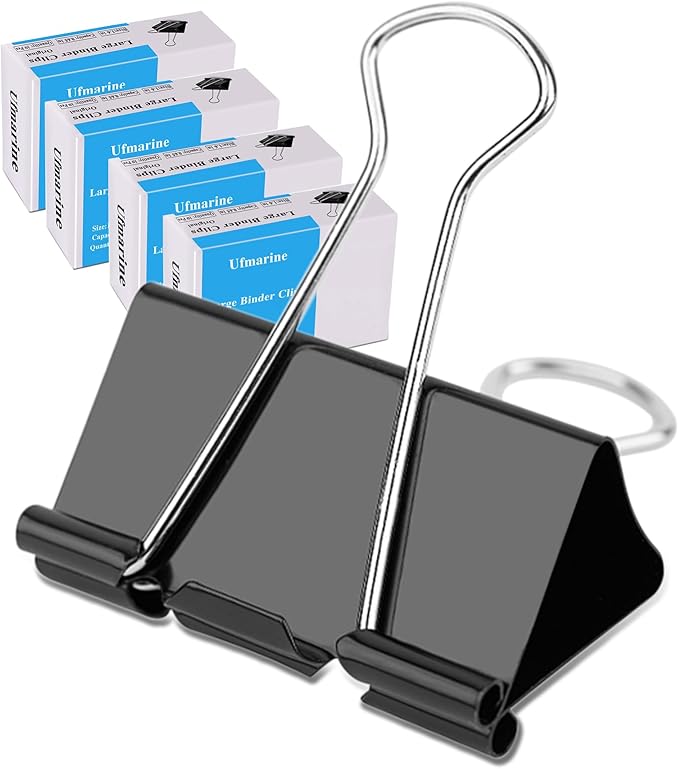Ufmarine 40 Pcs Large Binder Clips 1.6 inch Length, Binder Clips Large by Ufmarine