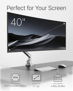 monTEK Deluxe Monitor Arm with USB A/C up to 40 Inch Holds 26.4 lbs Curved - Image 3