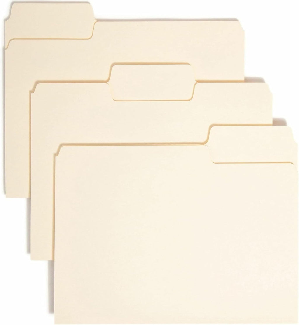 Smead SuperTab File Folder, Oversized 1/3-Cut Tab, Letter Size, Manila, 100 Per Box (10301) (Pack of 5)