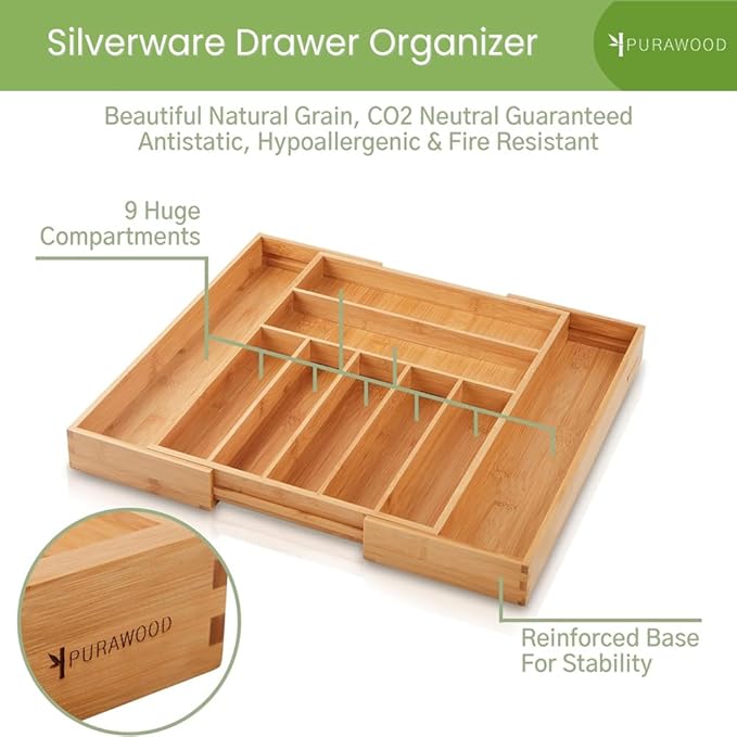 Bamboo Drawer Organizer, 2 Pack - Image 3