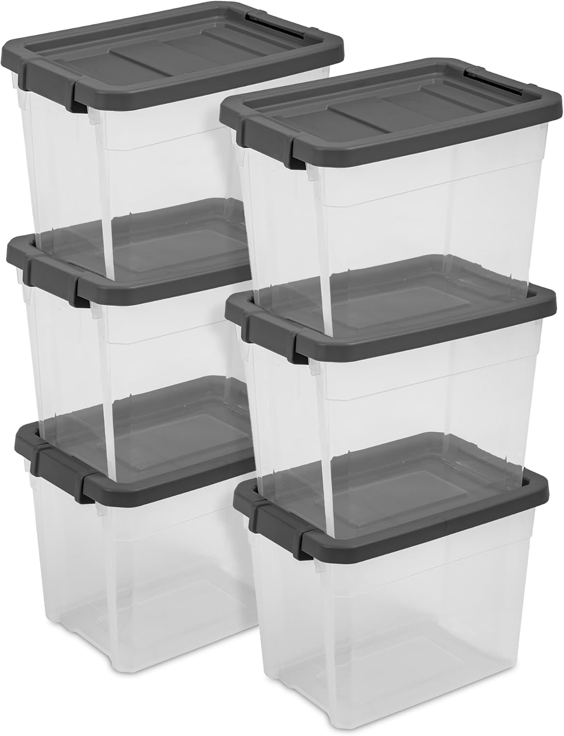 Sterilite 18-Pack Modular Stacker Box, Durable Clear Plastic Storage Bins