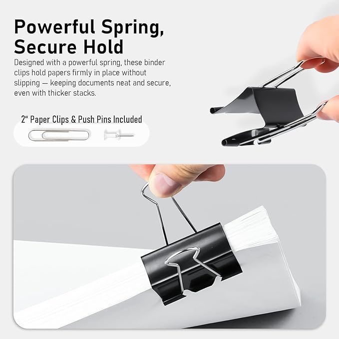 WORPSON 408 PCS Binder Clips Paper Clamps Assorted Sizes and Push Pins - Image 6