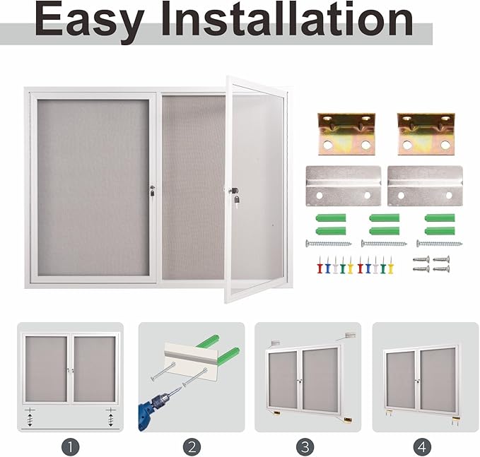 48x36 Inch Lockable Enclosed Bulletin Board, Weather-Resistant Outdoor - Image 5