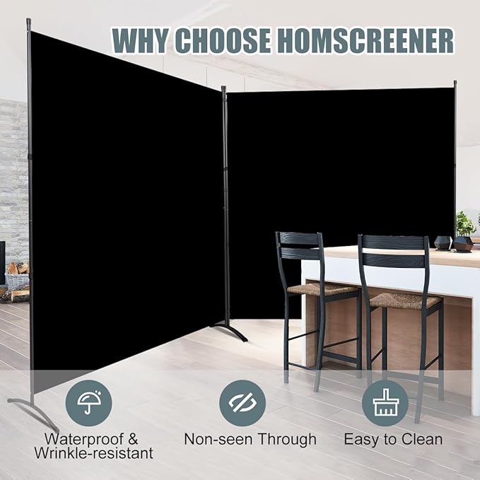 Room Divider 2 Panel Large Privacy Screens, Tall 6FT Partition Room Dividers - Image 4