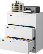 PEUKC 3 Drawer File Cabinet, Lateral Filing Cabinets - Image 3