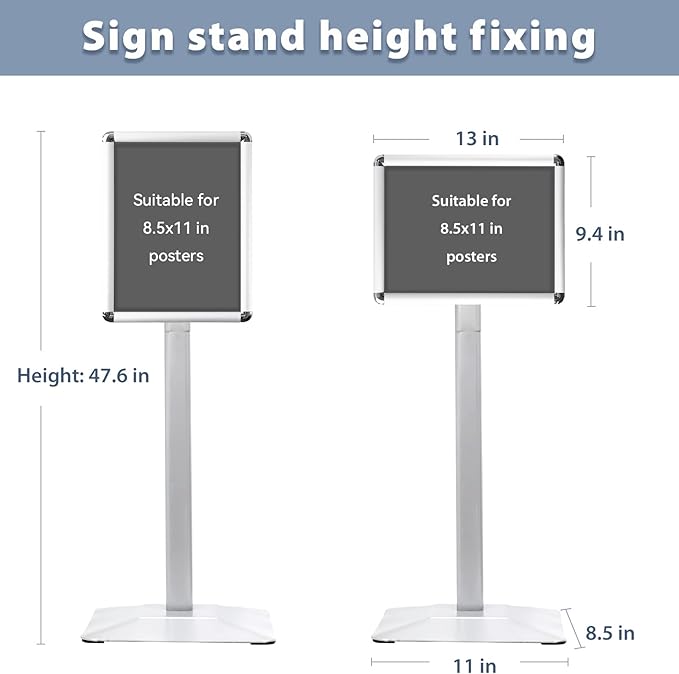 Sign Holder Stand, Heavy-Duty 8.5x11 Inch Aluminum Floor Stand - Image 3